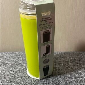 Lime Green Slim Can Insulator with Lid 12oz summer new